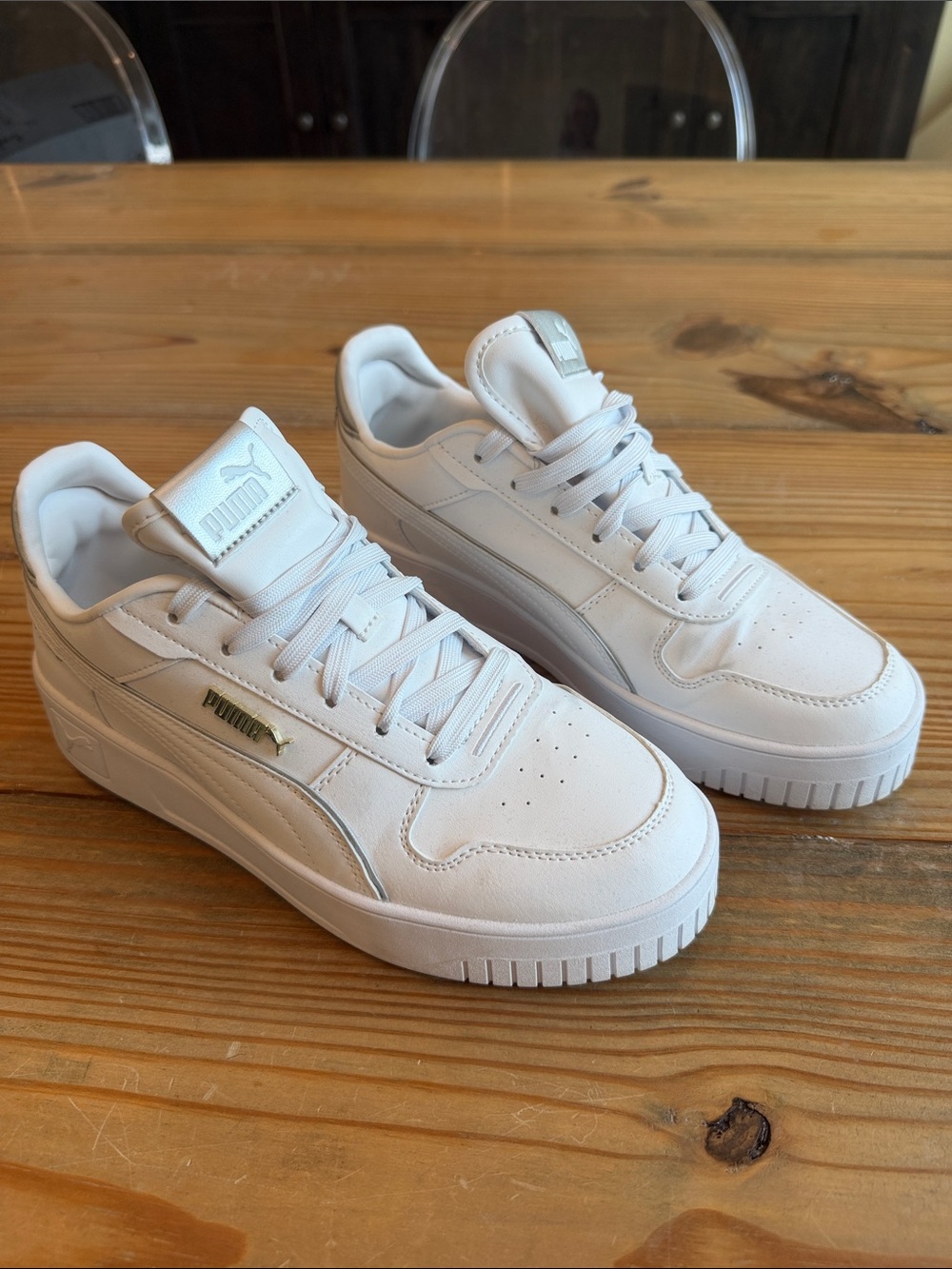 Puma White Low-Top Platform Sneakers